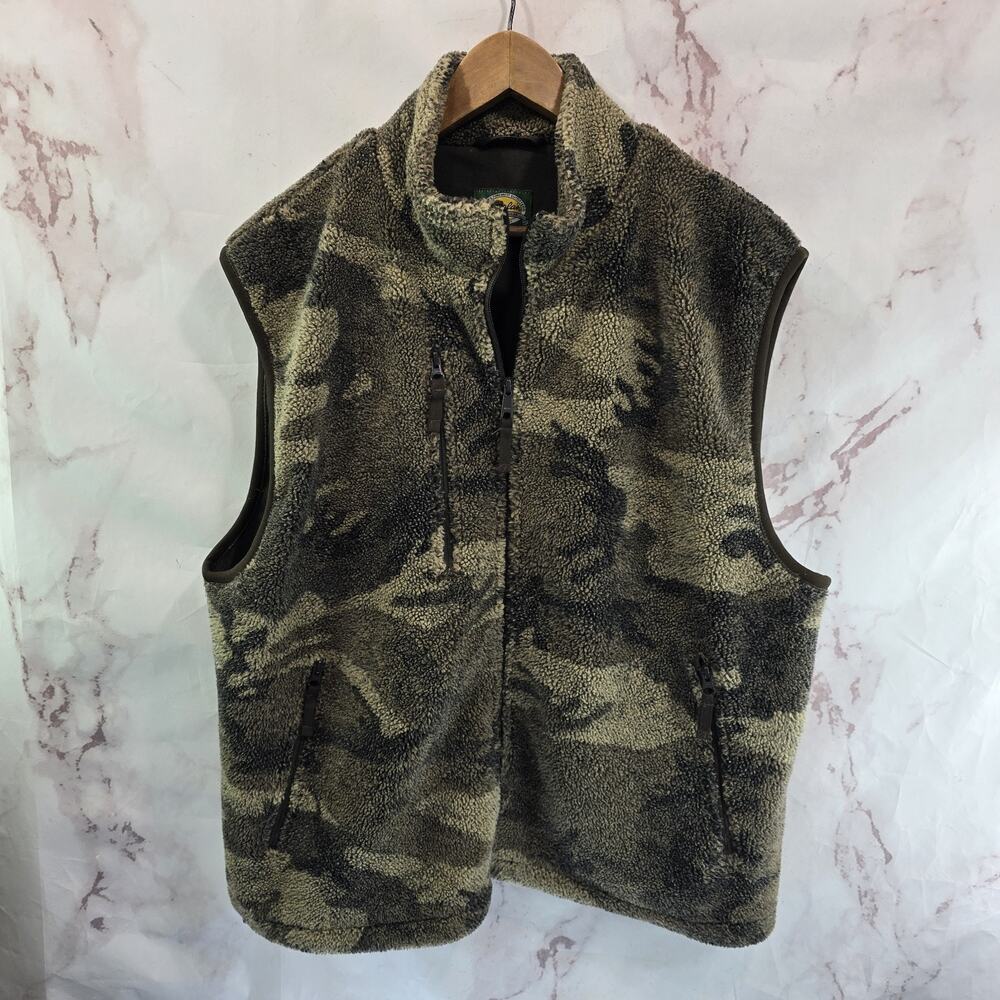 Cabelas Vest Mens XL Camo Hunting Fleece Sherpa Teddy Vintage Thick Heavy